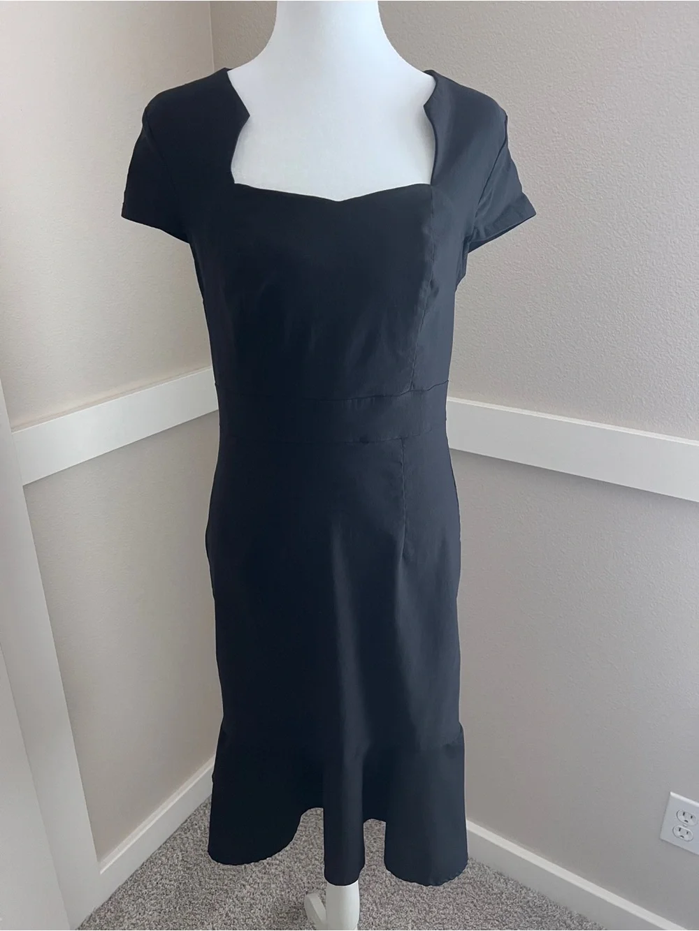 Grace Karin Vintage Black Cap Sleeve Sweetheart Neck Dress - Size Large